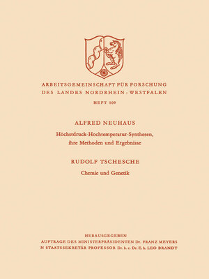 cover image of Höchstdruck-Hochtemperatur-Synthesen, ihre Methoden und Ergebnisse. Chemie und Genetik